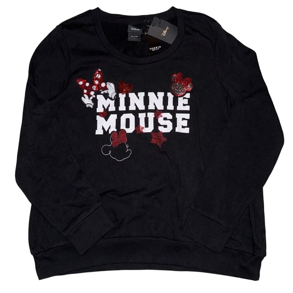 Disney torrid Minnie Mouse sweatshirt 1X nwt embellished sequin bows hearts top